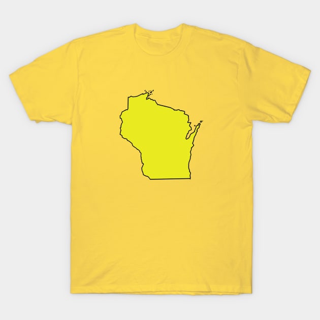 Wisconsin - Yellow Outline T-Shirt by loudestkitten